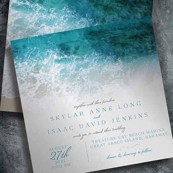 Necesito ideas para invitaciones para mi boda en playa. 2