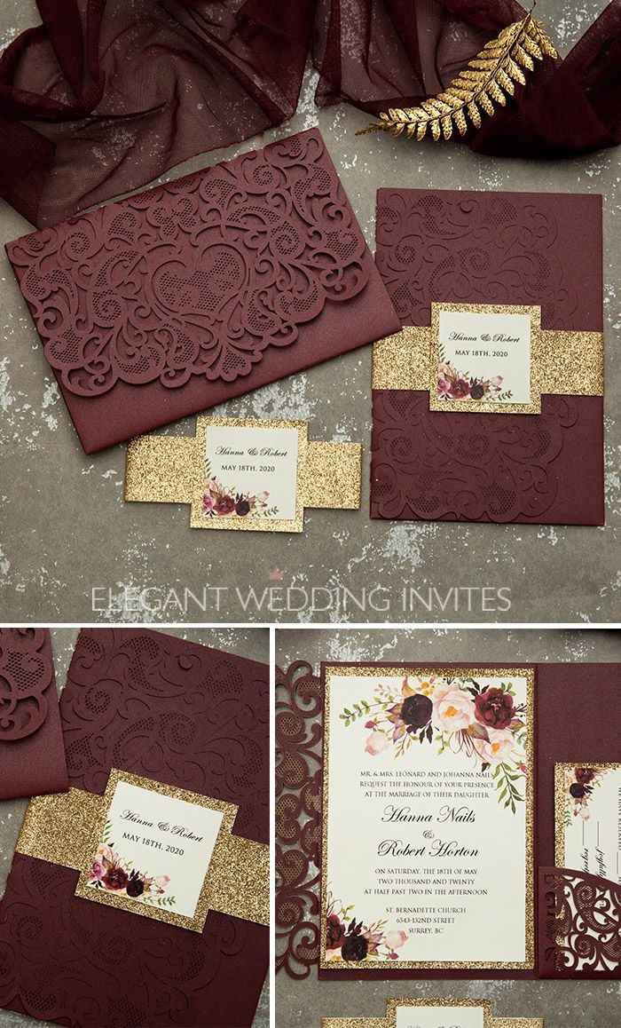 Invitaciones en color borgoña 7