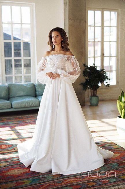 Vestido strapless con manga abombada - 5