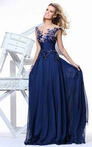 Ideas de vestidos de damas color azul - 16