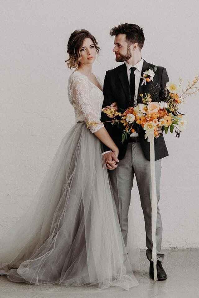 Vestido de novia gris - 1