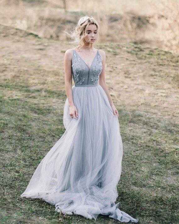 Vestido de novia gris - 9
