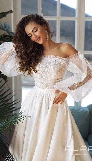 Vestido strapless con manga abombada - 2