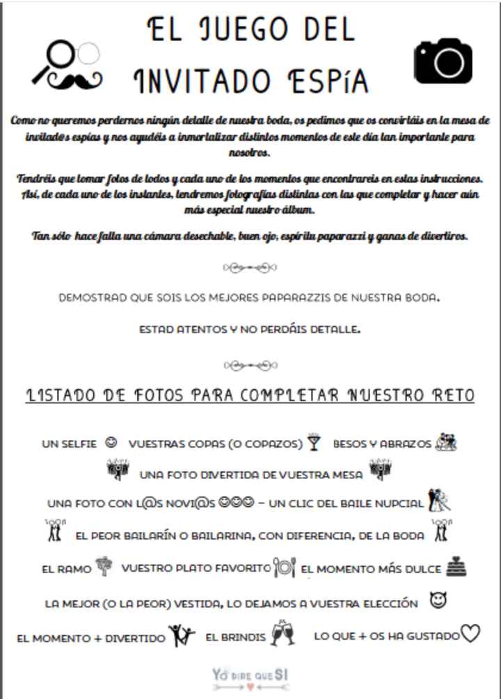 Juego para boda el invitado espía - 1