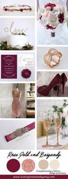 colores "vino y rose gold"