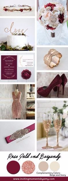 colores "vino y rose gold"