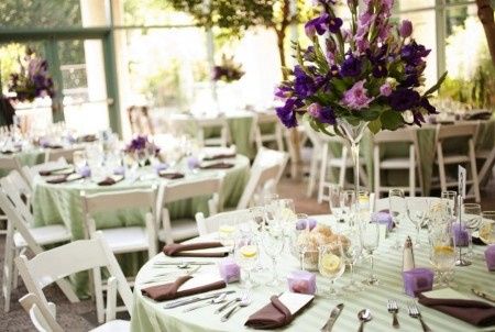 Decoraciones para bodas en verde y lavanda