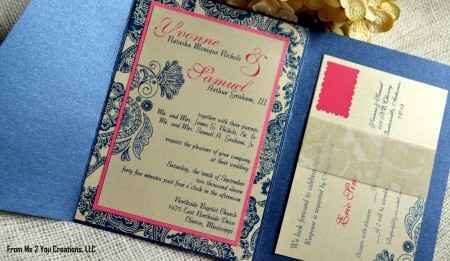 Decoraciones para bodas en azul marino y fucsia