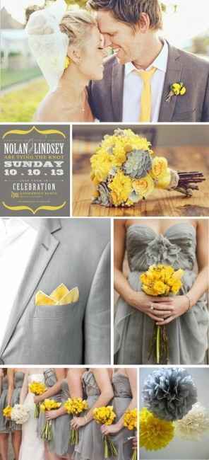 Como decorar bodas con amarillo y gris