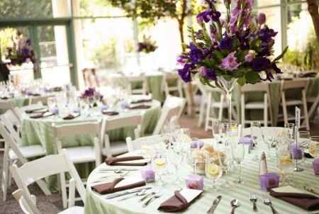 Decoraciones para bodas en verde y lavanda