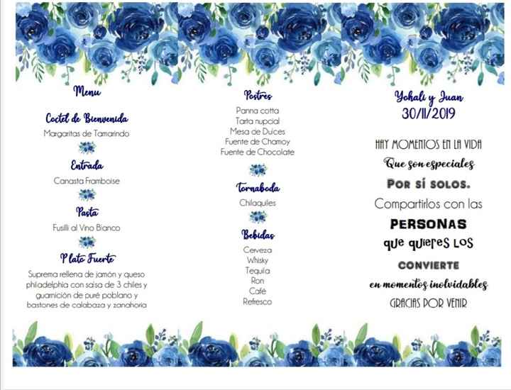 Opinión de Menú impreso, flores y vestidos de damas!!! - 1