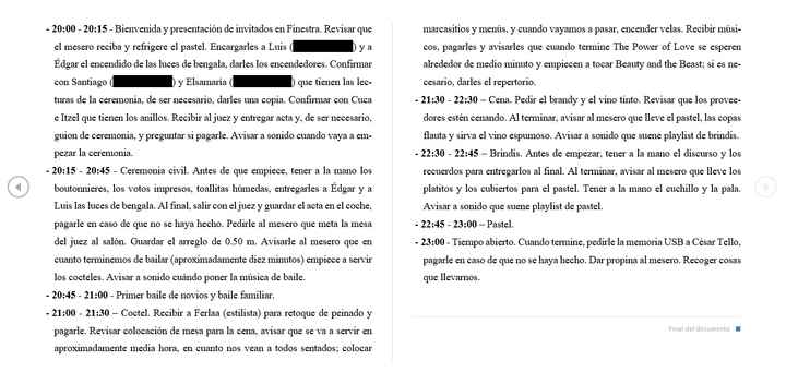 ¿Cuántas horas durará la recepción y la fiesta? 🥳 - 1