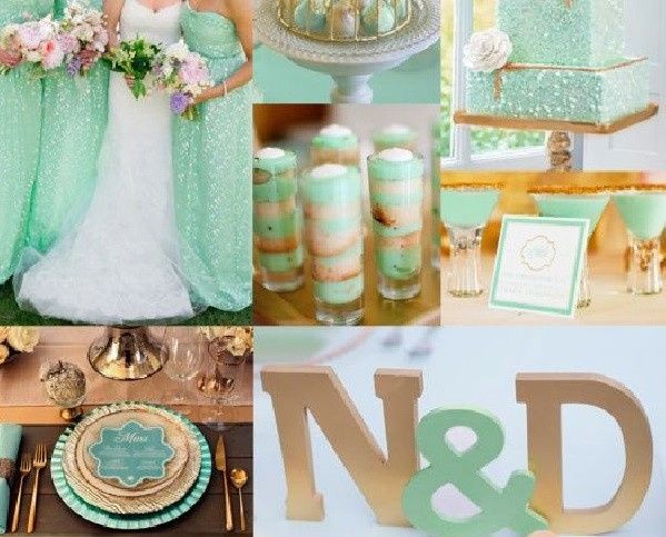 Boda menta y dorado