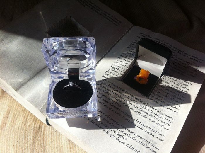 Libro con anillo de juguete y mi anillo real