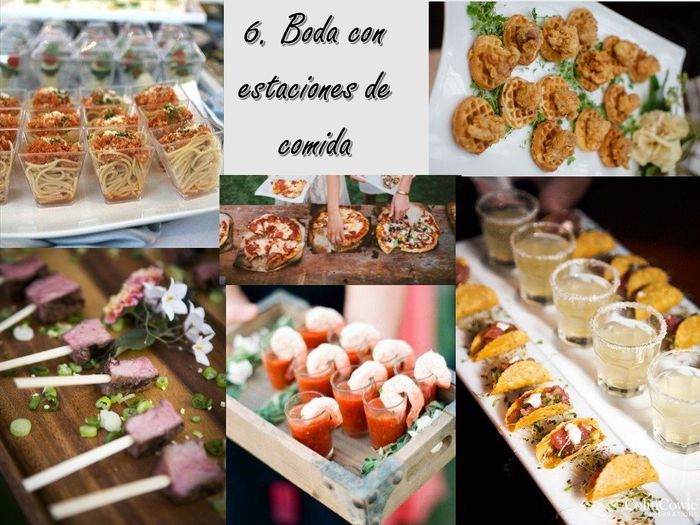 Boda estilo estaciones de comida