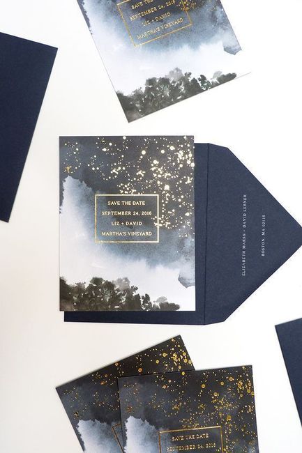 Ideas de hermosas Invitaciones Azul y Bronce - 4