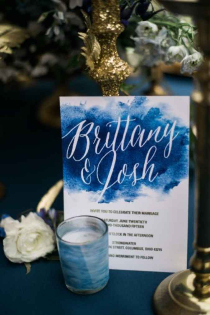 Ideas de hermosas Invitaciones Azul y Bronce - 1