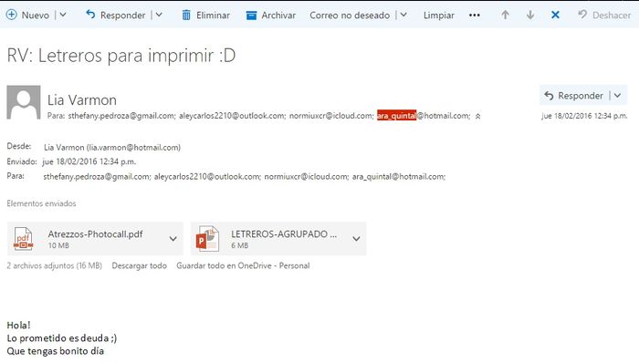Correo enviado 18/02