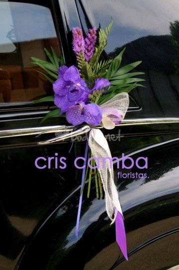 Decoración del coche de bodas: color morado 3