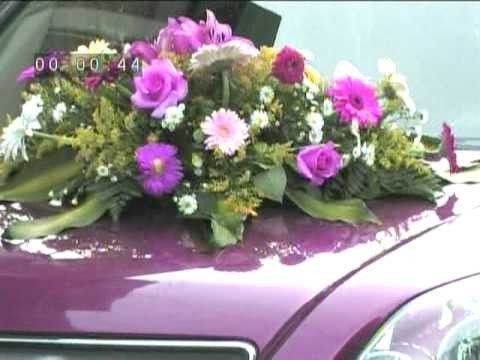 Decoración del coche de bodas: color morado 4