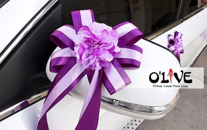 Decoración del coche de bodas: color morado 5