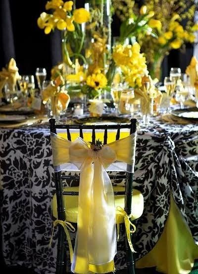 Decoración para boda en Amarillo 💛 y negro 1