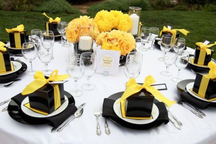 Decoración para boda en Amarillo 💛 y negro 14