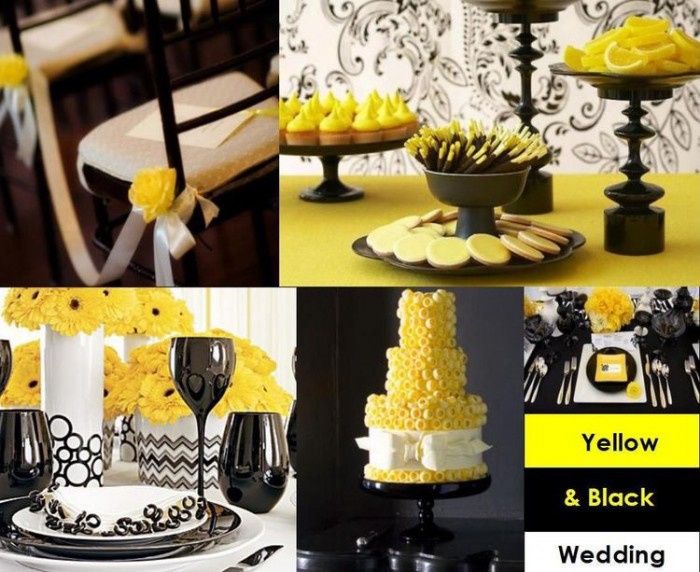 Decoración para boda en Amarillo 💛 y negro 16