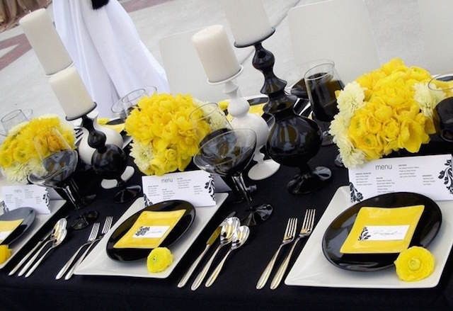Decoración para boda en Amarillo 💛 y negro 19