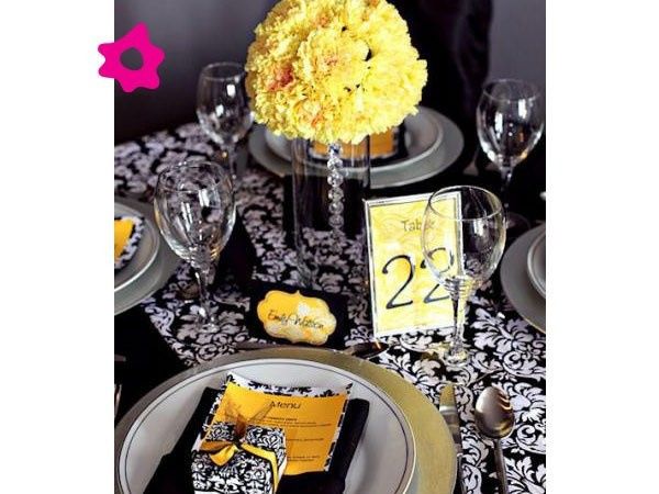 Decoración para boda en Amarillo 💛 y negro 22