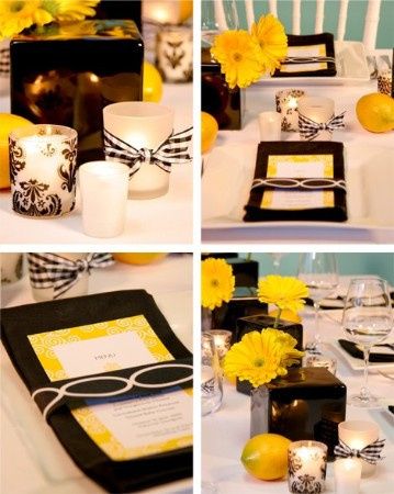 Decoración para boda en Amarillo 💛 y negro 23