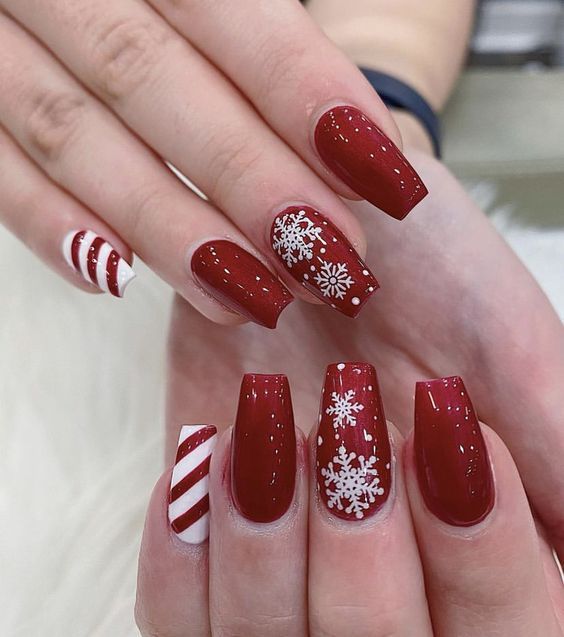 Uñas para fiestas decembrinas 🎄 5