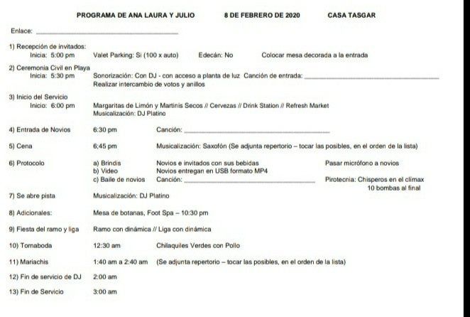 Ayudaaaaa!! Programa para la boda 1