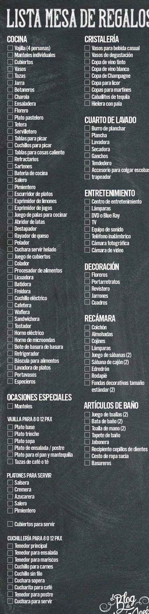 Lista de mesa de regalos