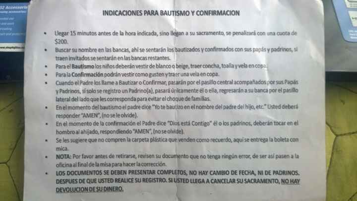 Indicaciones para confirmación en Iglesia de San Charbel