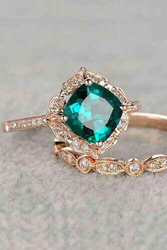  Anillos de compromiso con esmeraldas 💚 - 15