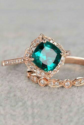  Anillos de compromiso con esmeraldas 💚 - 15