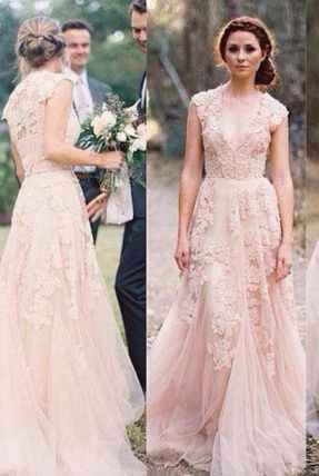Vestidos de novia en tonos rosas 2