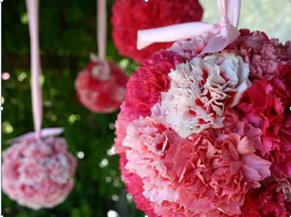 esferas de flores decoración