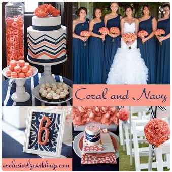 Navy, coral, gold