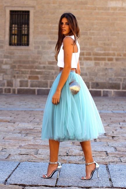 Falda tull/mezclilla