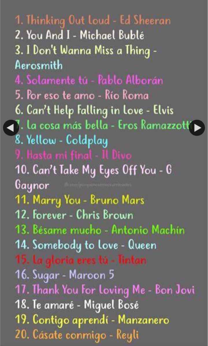 ¿Cuál canción será tu primer baile? - 1