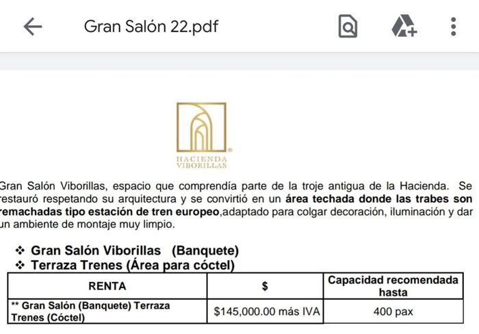 Costo Hacienda viborillas 1