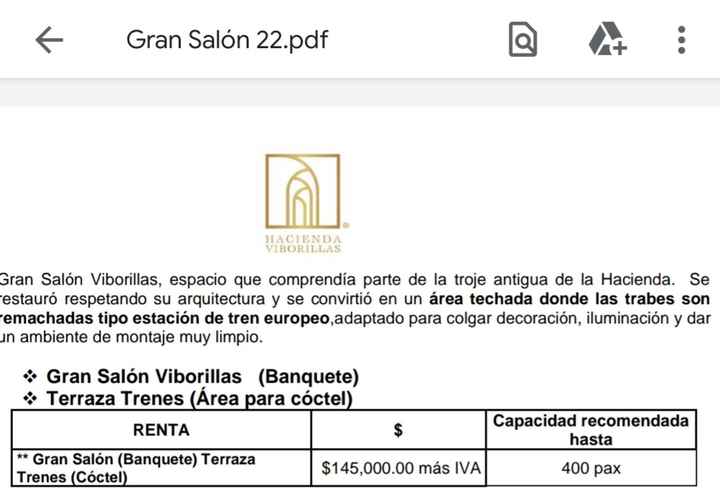 Costo Hacienda viborillas - 1