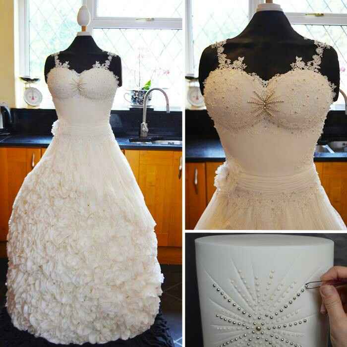Pastel con forma de vestido de novia. - 5