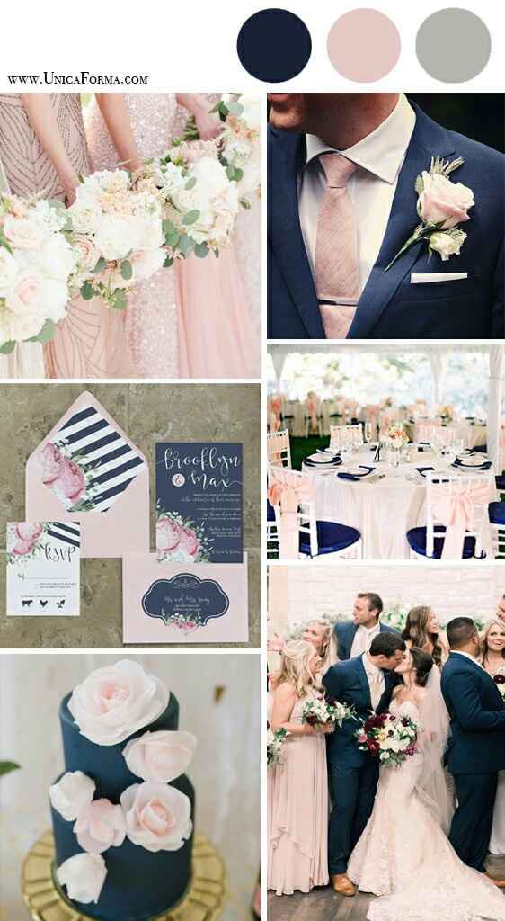 Combinaciones de colores en rosa palo y azul - 13