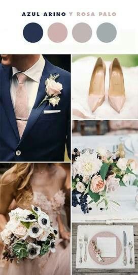 Combinaciones de colores en rosa palo y azul - 27