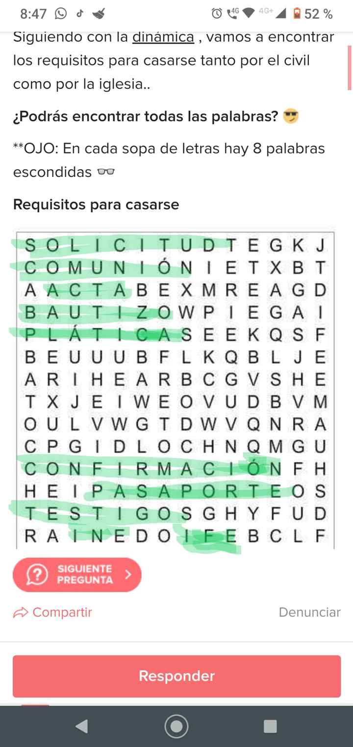 Sopa de letras: Requisitos para casarse - 1