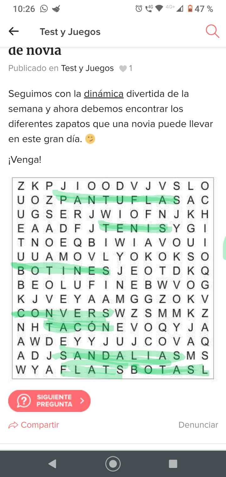 Sopa de letras: Tipos de zapatos de novia - 1