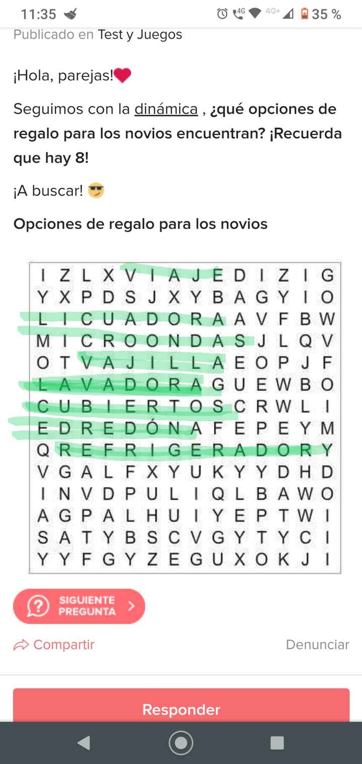 Sopa de letras: Opciones de regalo para los novios 🎁 - 1